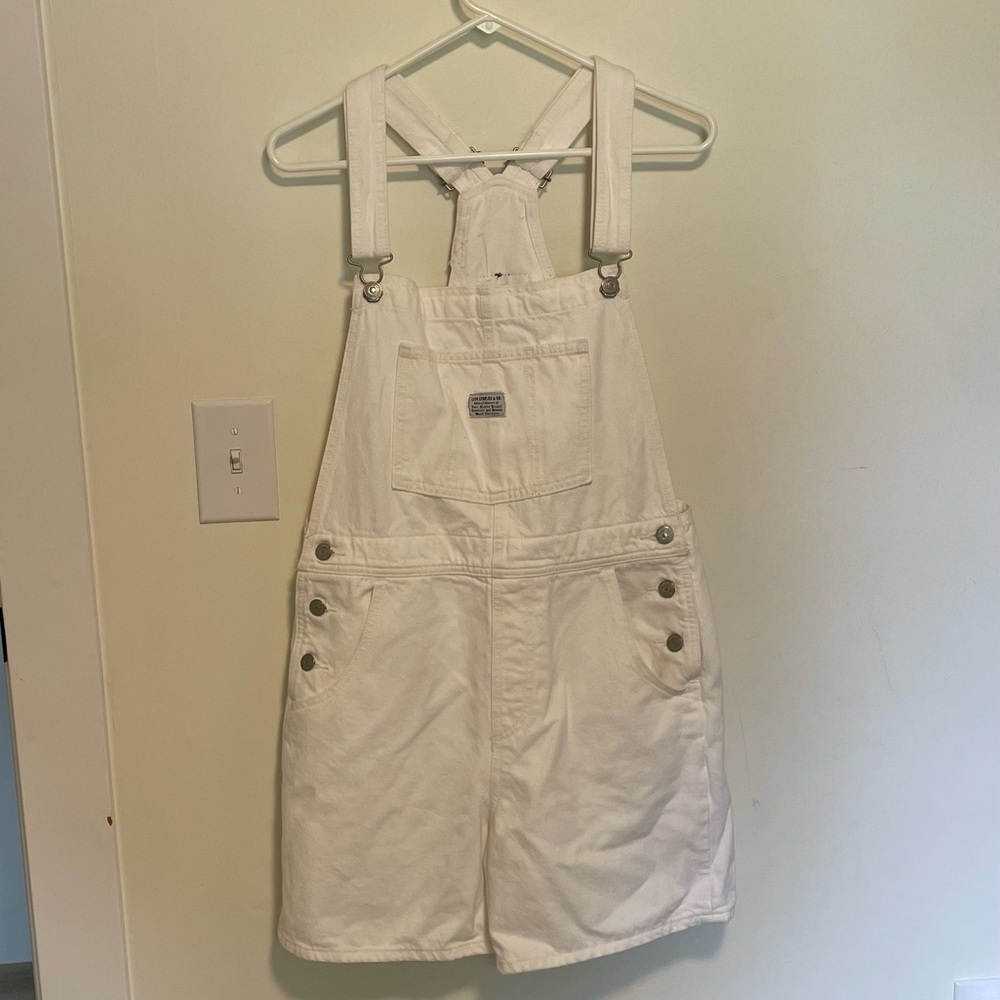 Levi's White Jean Shorts Overalls
